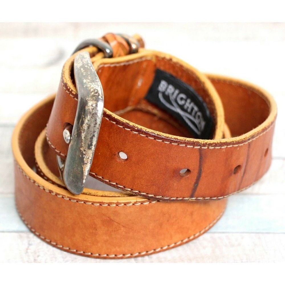 Brighton TAN BROWN GENUINE LEATHER 1 1/8"Wd CASUAL DRESS WOMEN'S BELT S/M (59A - Picture 3 of 10